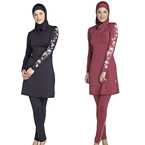 Highdas Muslim Schwimmen Kleider Abaya Frauen Badebekleidung Full Covered Islamischen Hijab Badeanzug rot M - 