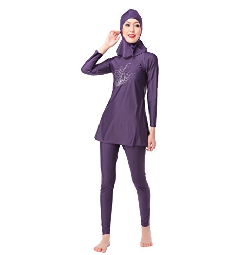 Muslimische Frauen Bademode Mädchen zurückhaltenden Islamische Hijab Badeanzüge Burkini, violett - 