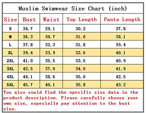 Muslimischen Damen Badeanzug Muslim Islamischen Full Cover Bescheidene Badebekleidung Modest Muslim Swimwear Beachwear Burkini (Int’l – 2XL, Detachable Hijab-6) -