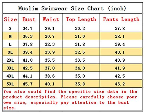 Muslimischen Damen Badeanzug Muslim Islamischen Full Cover Bescheidene Badebekleidung Modest Muslim Swimwear Beachwear Burkini (Asien S ~~ EU-Größe 34 - 36, Hijab connected-6) - 