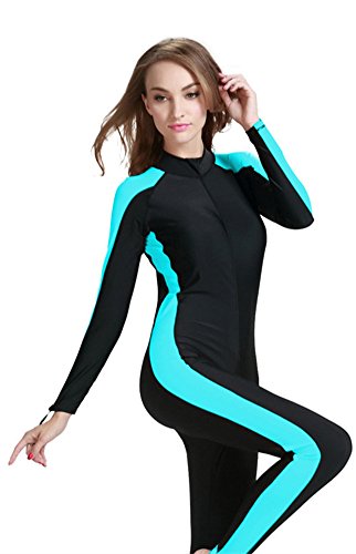 Modest Swimwear - Taucheranzug Damen Herren Mädchen UV Schutzkleidung Sunsuit Ganzkörperansicht Badeanzug Overall Watersport (Int'l - S, blau) - 