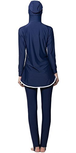 Ababalaya Muslimische Swimwear Beachwear Burkini Modest Badebekleidung, Blau, L - 